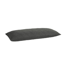 Dark gray diamond-quilted body pillow, long rectangular shape
