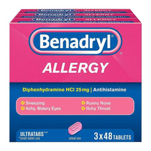 Benadryl Allergy Ultratabs antihistamine tablets box, 3 x 48 tablets