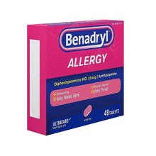 Benadryl Allergy Ultratabs antihistamine tablets box, 48 tablets