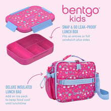 Bentgo kids 2-piece lunch set with pink snap leak-proof lunch box and insulated lunch bag
