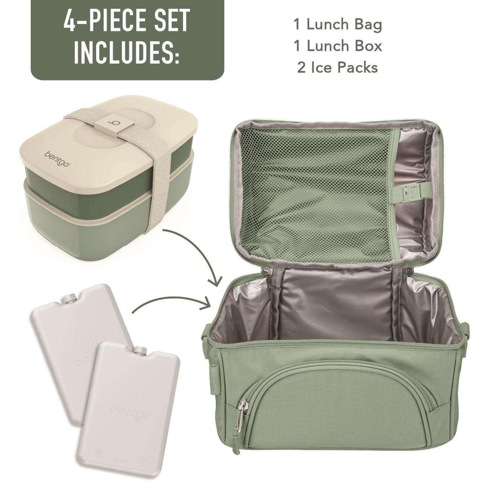 Bentgo 4-Piece Deluxe Set With Insulated Lunch Bag, Ice Packs & Bento Classic - USA MEGA SHOP