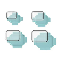 Bentgo glass food storage set with teal lids, four lidded container styles shown