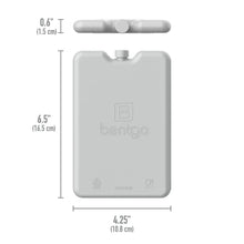 Gray reusable ice pack pad, rectangular with a snap cap and rounded corners.