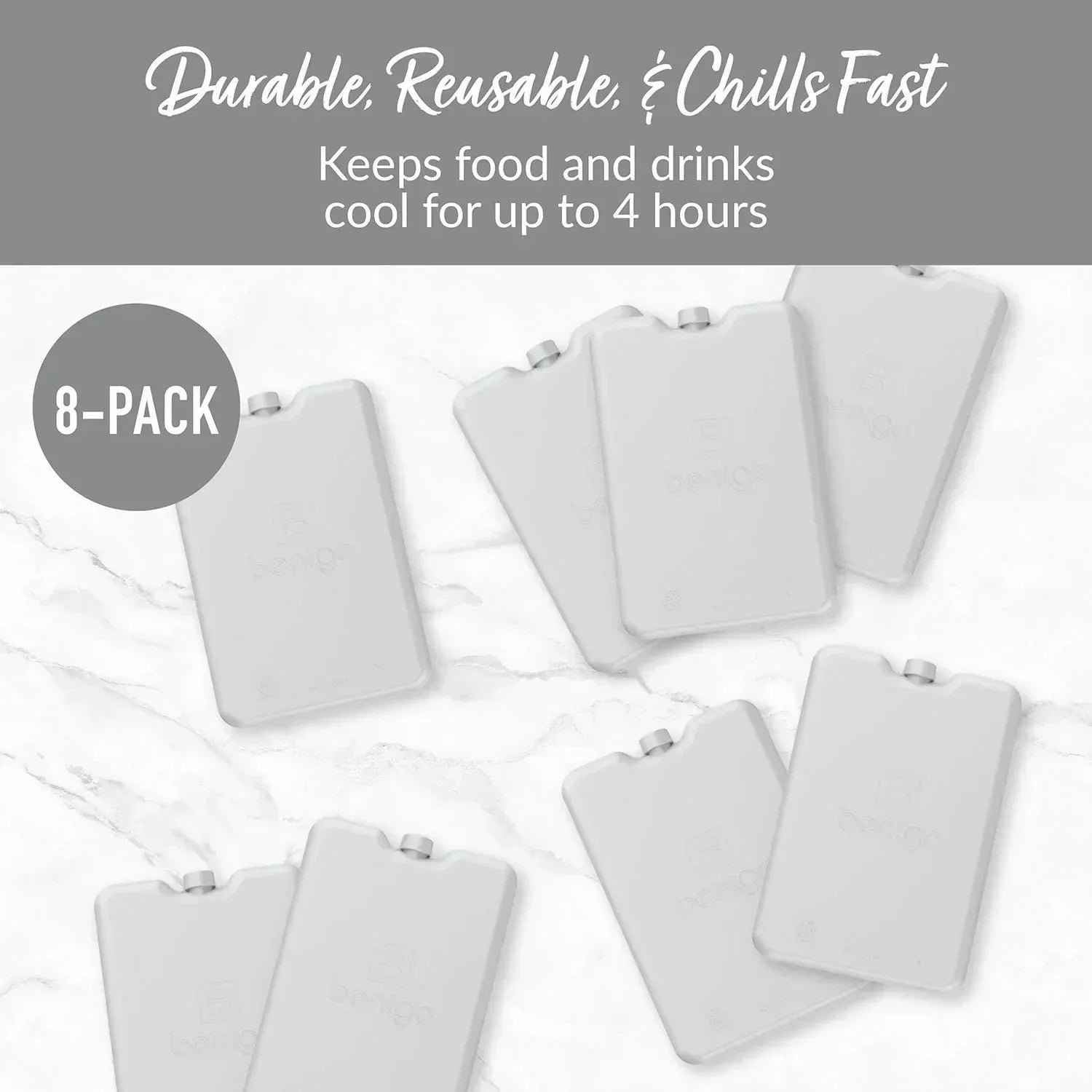 Bentgo Chillers Reusable Ice Packs, 8-Pack, Gray