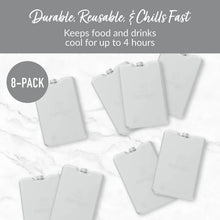 Gray reusable ice packs, 8-pack of flat square cooling packs