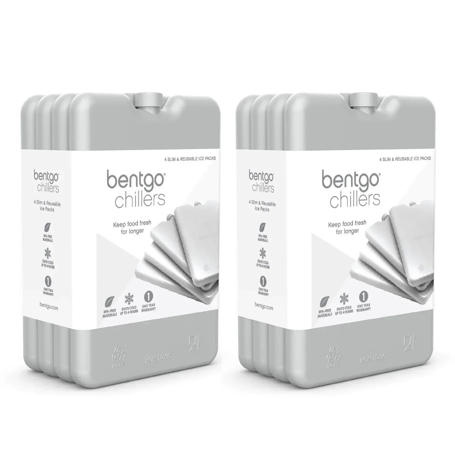 Bentgo Chillers Reusable Ice Packs, 8-Pack, Gray