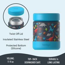 Bentgo Kids stainless food jar with blue silicone base and twist-off lid