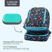 Kids 2-in-1 backpack and lunch box set, patterned backpack with open insulated lunch compartment