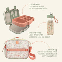 Kids 3-piece lunch bundle with snack tray, leak-proof water bottle, and insulated bag