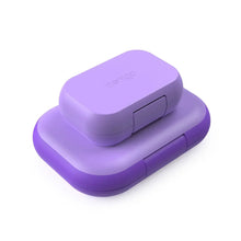Purple kids lunch box set, two connected containers with hinged lids