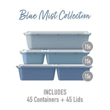 Blue Mist meal prep container set with stacked trays and 3 layers of containers