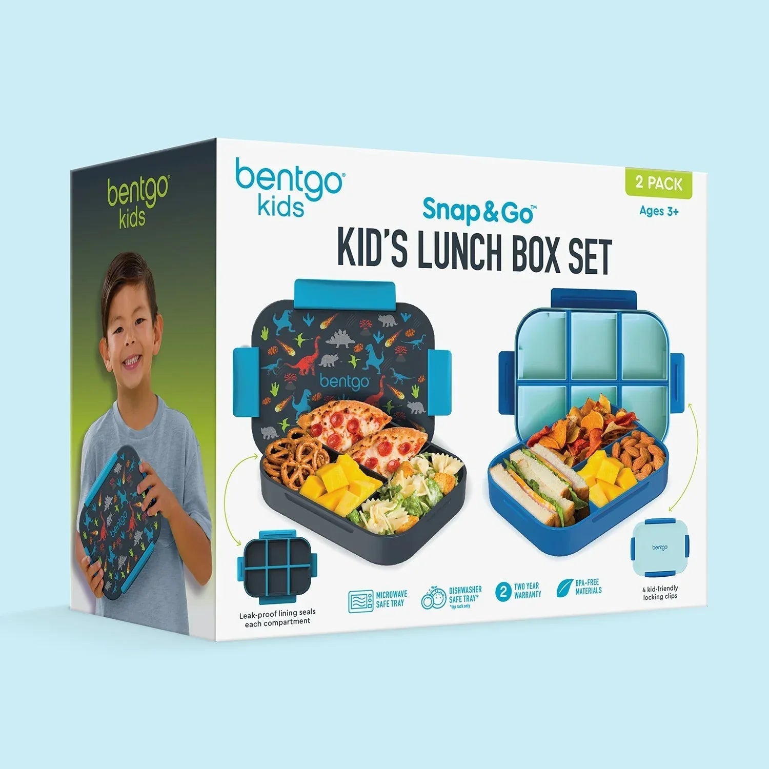 Bentgo Kids 2-Pack Snap & Go Leak-Proof Lunch Box