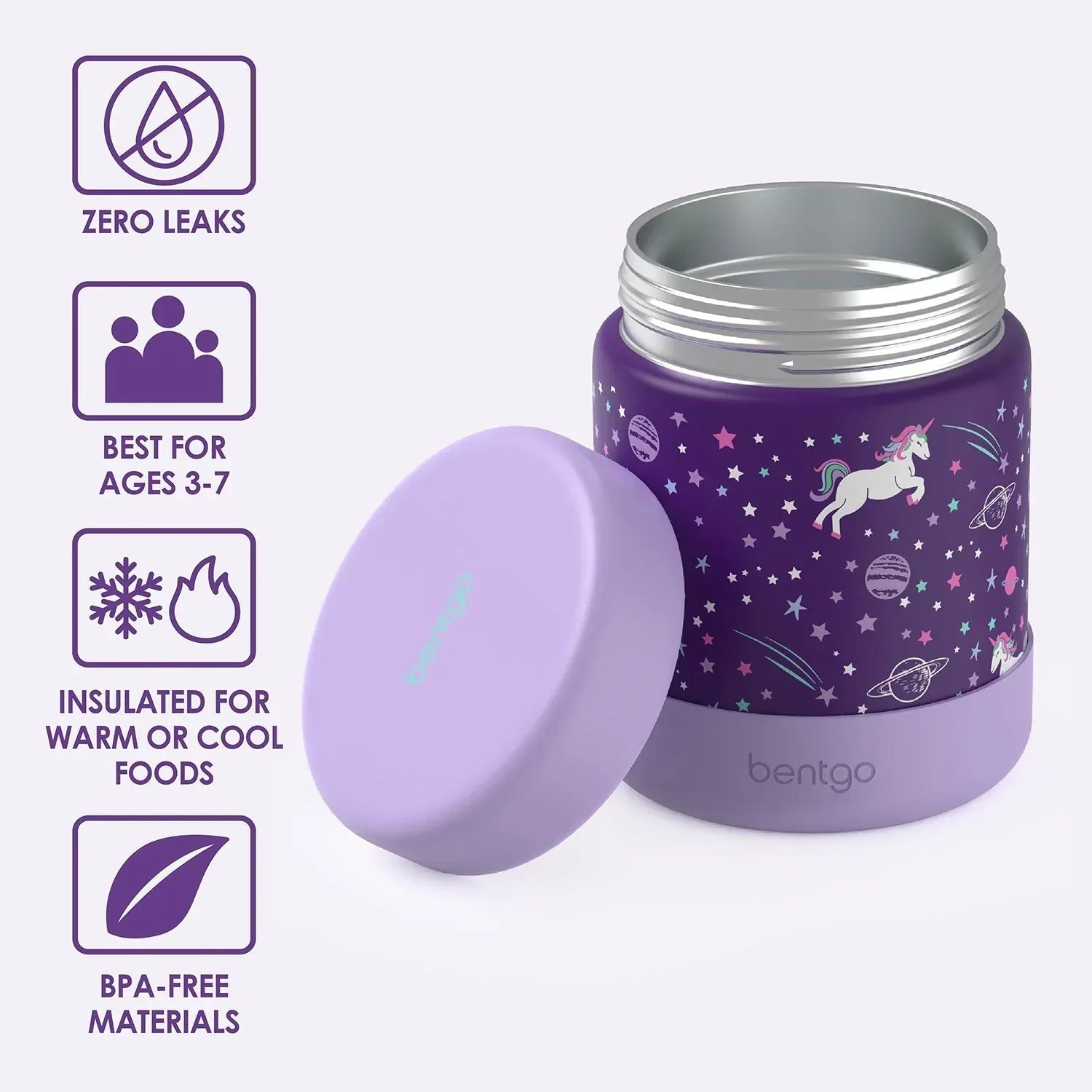 Bentgo Kids 2-Pack Stainless Steel Food Jar, Assorted Designs