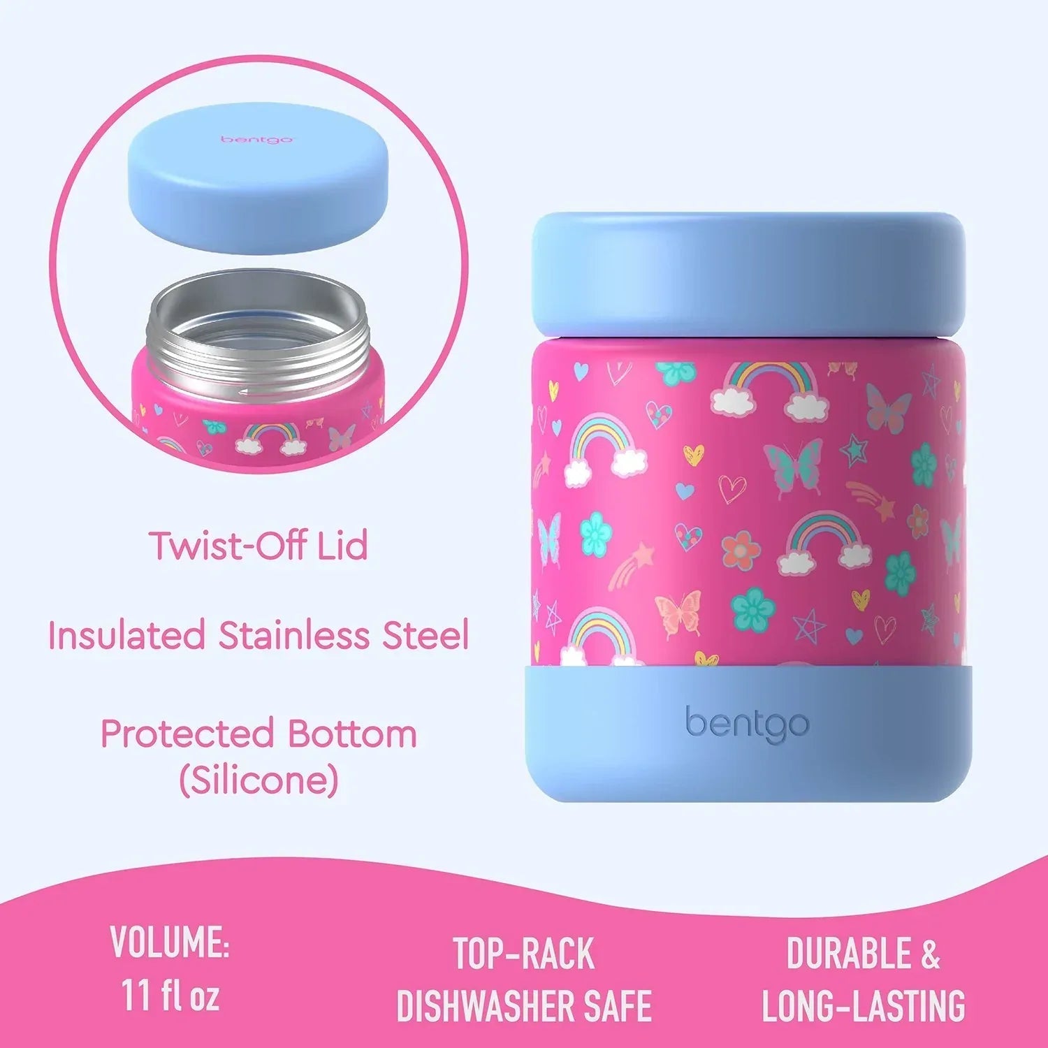 Bentgo Kids 2-Pack Stainless Steel Food Jar, Assorted Designs