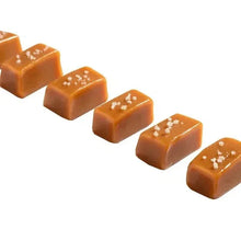 Béquet Celtic sea salt caramels, caramel cubes topped with white salt flakes