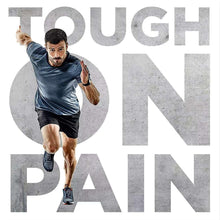 Runner with pain relief theme, holding leg and running posture