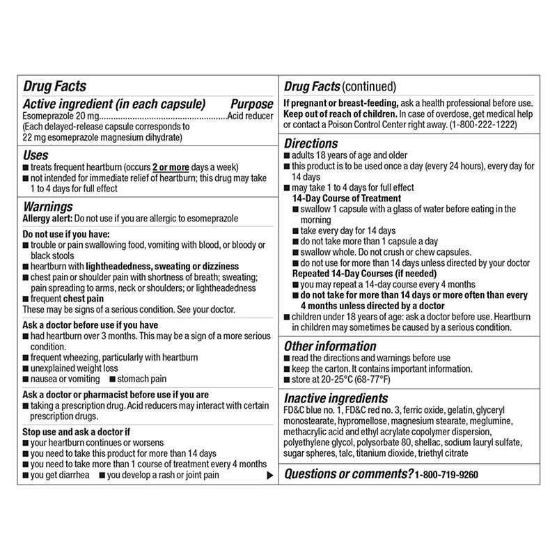 Berkley Jensen Esomeprazole Magnesium 20 mg Delayed Release Capsules, 42 Count