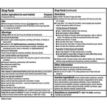 Drug Facts panel for omeprazole: active ingredient, directions, warnings