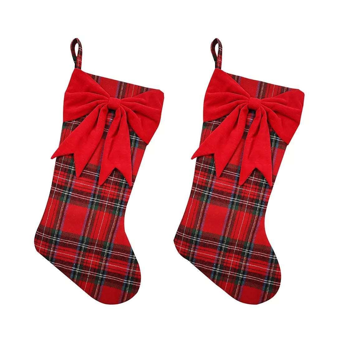 Berkley Jensen 2 pk. Christmas Stocking, Red Plaid - USA MEGA SHOP