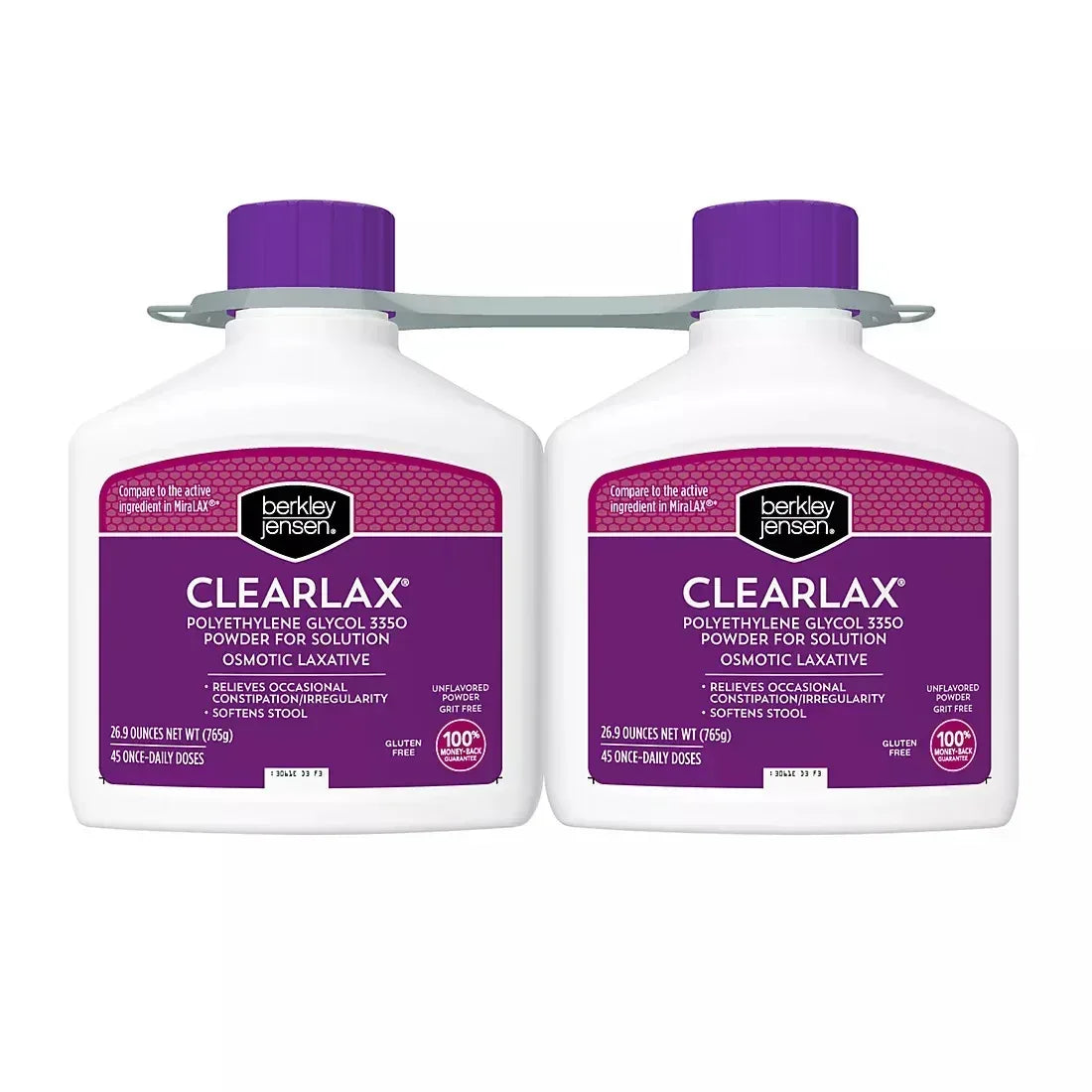 Berkley Jensen ClearLax Powder Laxative, 26.9 oz Bottles, 2 Pack