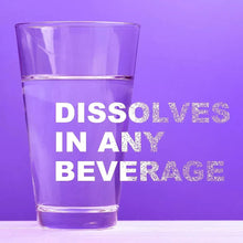 Unflavored powder dissolving in any beverage shown in a clear glass