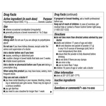 Drug Facts label for ClearLax osmotic laxative powder with directions
