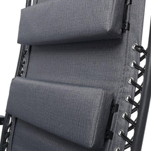 Deluxe zero gravity chair cushion with textured dark gray fabric and laced side panels