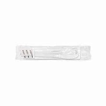 Wrapped white plastic cutlery pieces, assorted set