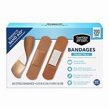 Flex-fabric bandage strips, tan, 3/4 x 3 bandages shown on package