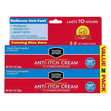 Anti-itch hydrocortisone 1% cream box, 2 tubes, calming aloe vera label