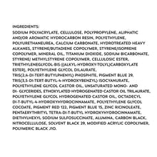 Ingredients list for incontinence underwear, printed product label