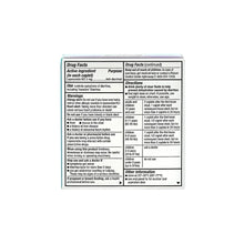 Anti-diarrheal tablets box back with Drug Facts and warnings text panel.
