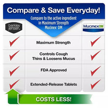Compare and save chart for mucus relief DM maximum strength tablets