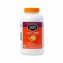 Daily fiber supplement bottle with orange cap, front label showing 600 capsules