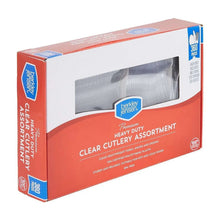 Clear heavy-duty plastic cutlery assortment box, 360-piece forks, knives & spoons