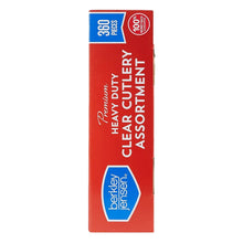360-piece clear heavy-duty cutlery assortment carton in clear plastic utensils