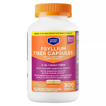 Psyllium fiber capsules bottle with orange cap and purple label, 300 capsules