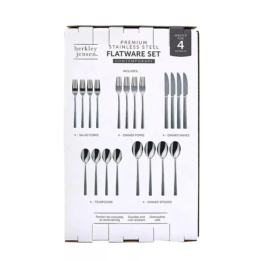 Berkley Jensen Stainless Steel Modern Flatware Set, 20-Pc.