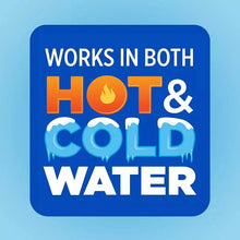 Blue hot and cold water icon panel for fabric softener use