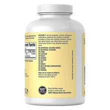 Vitamin E 180 mg softgel supplement bottle, back label with cautions and info