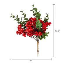 Red berry and green leaf decorative Christmas clip ornament, 7 in