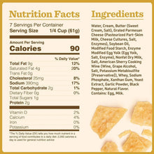 Nutrition facts and ingredients panel for Alfredo sauce with Parmesan cheese