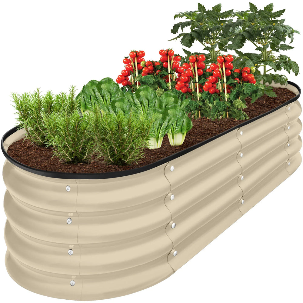 Best Choice Products 4x2x1ft Outdoor Raised Metal Oval Garden Bed, Planter Box for Vegetables, Flowers - Charcoal - USA MEGA SHOP