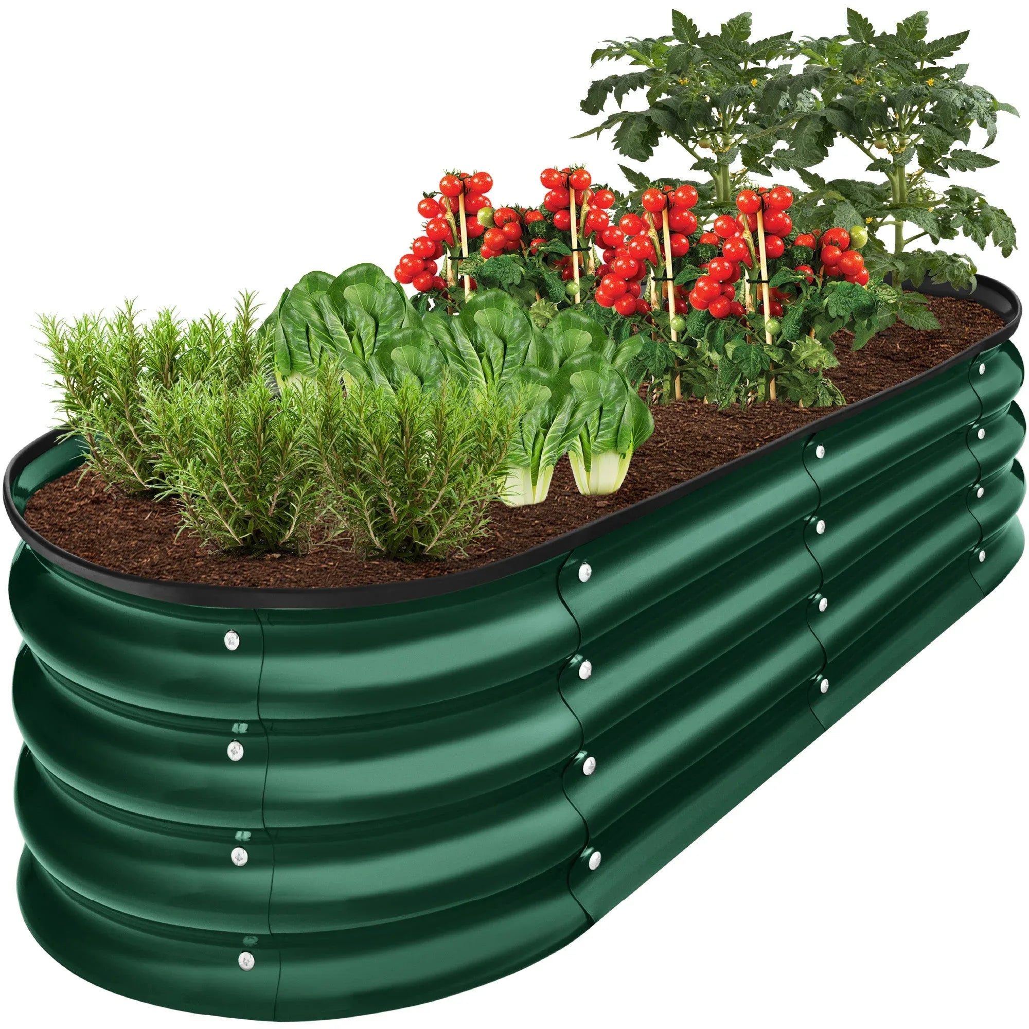 Best Choice Products 4x2x1ft Outdoor Raised Metal Oval Garden Bed, Planter Box for Vegetables, Flowers - Charcoal - USA MEGA SHOP