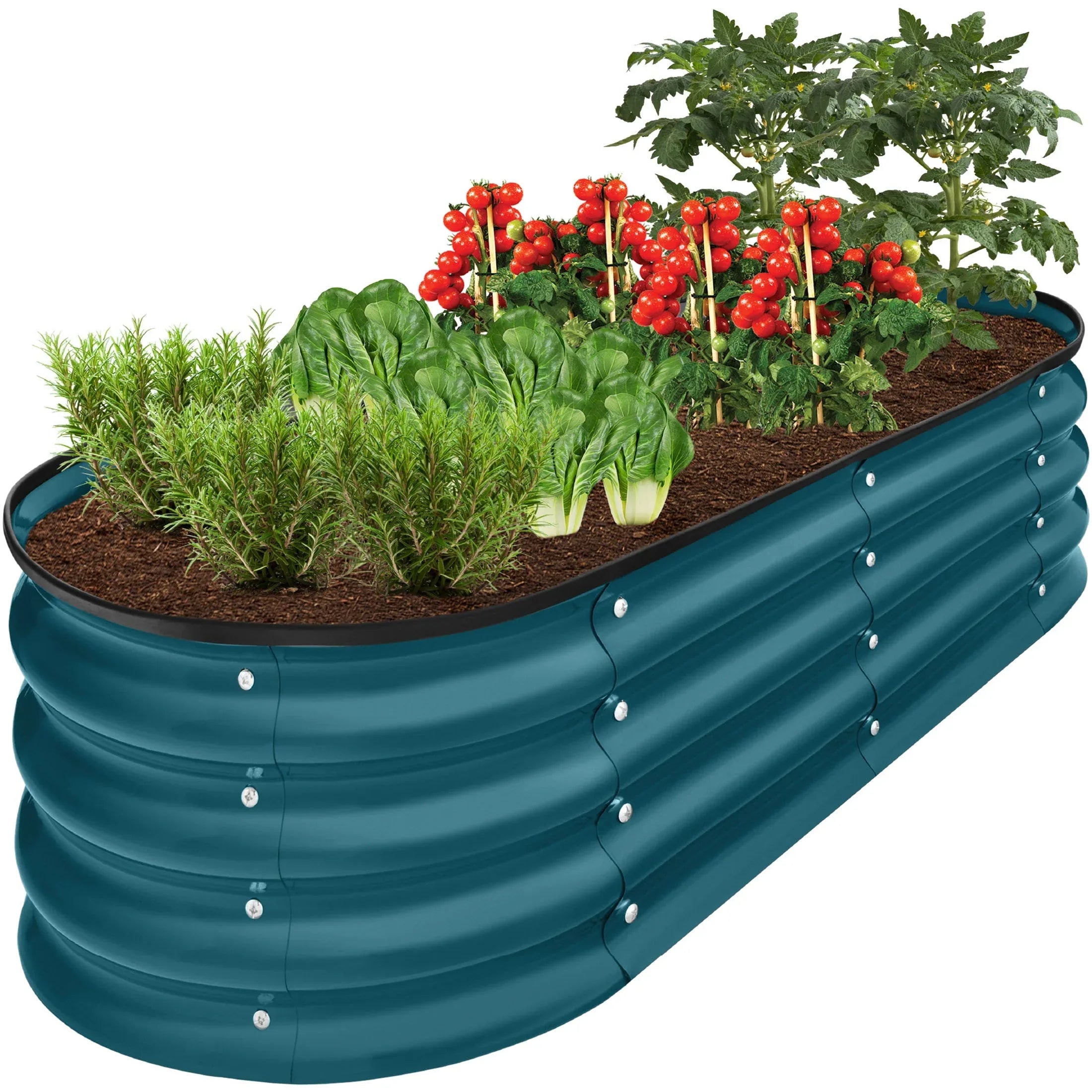 Best Choice Products 4x2x1ft Outdoor Raised Metal Oval Garden Bed, Planter Box for Vegetables, Flowers - Charcoal - USA MEGA SHOP