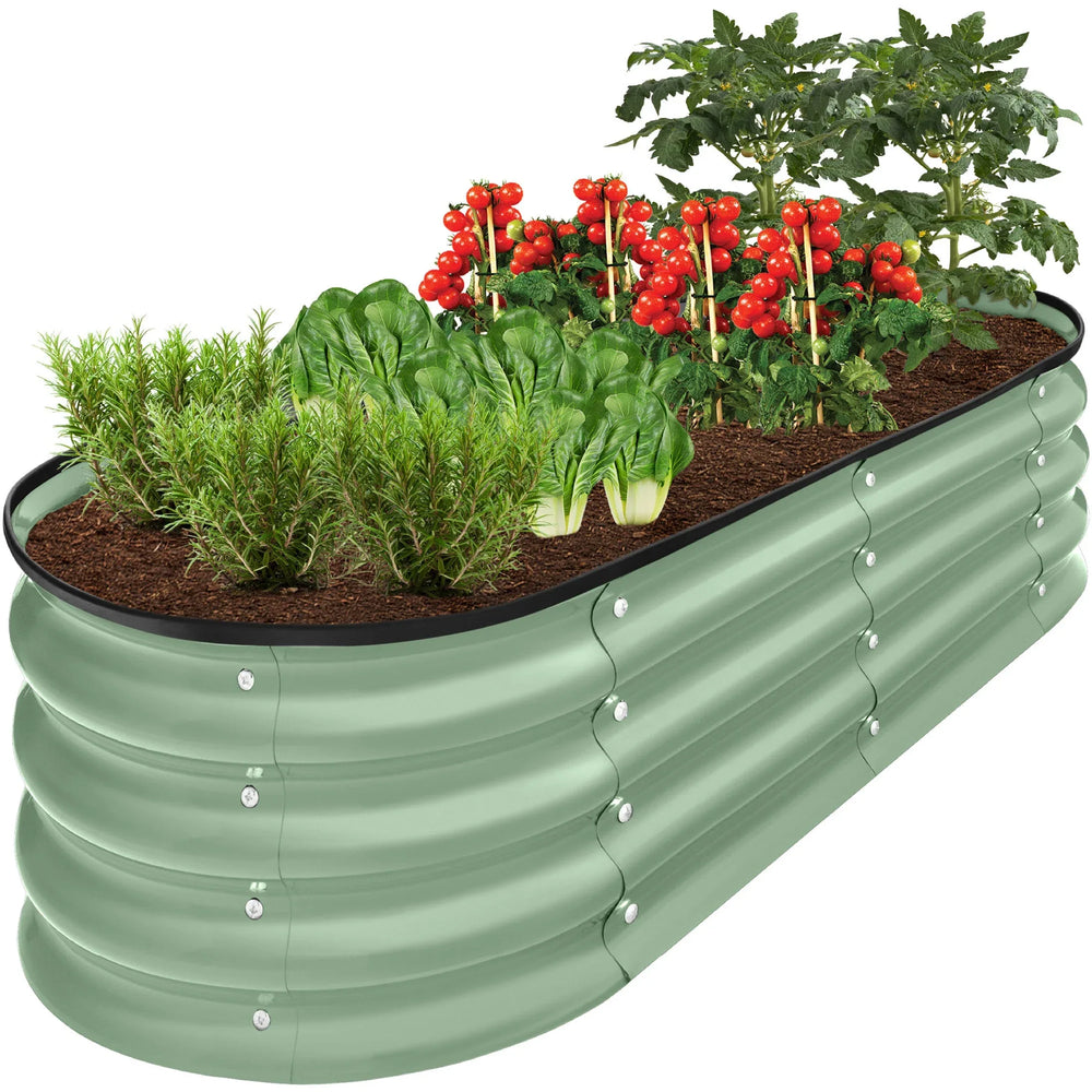 Best Choice Products 4x2x1ft Outdoor Raised Metal Oval Garden Bed, Planter Box for Vegetables, Flowers - Charcoal - USA MEGA SHOP