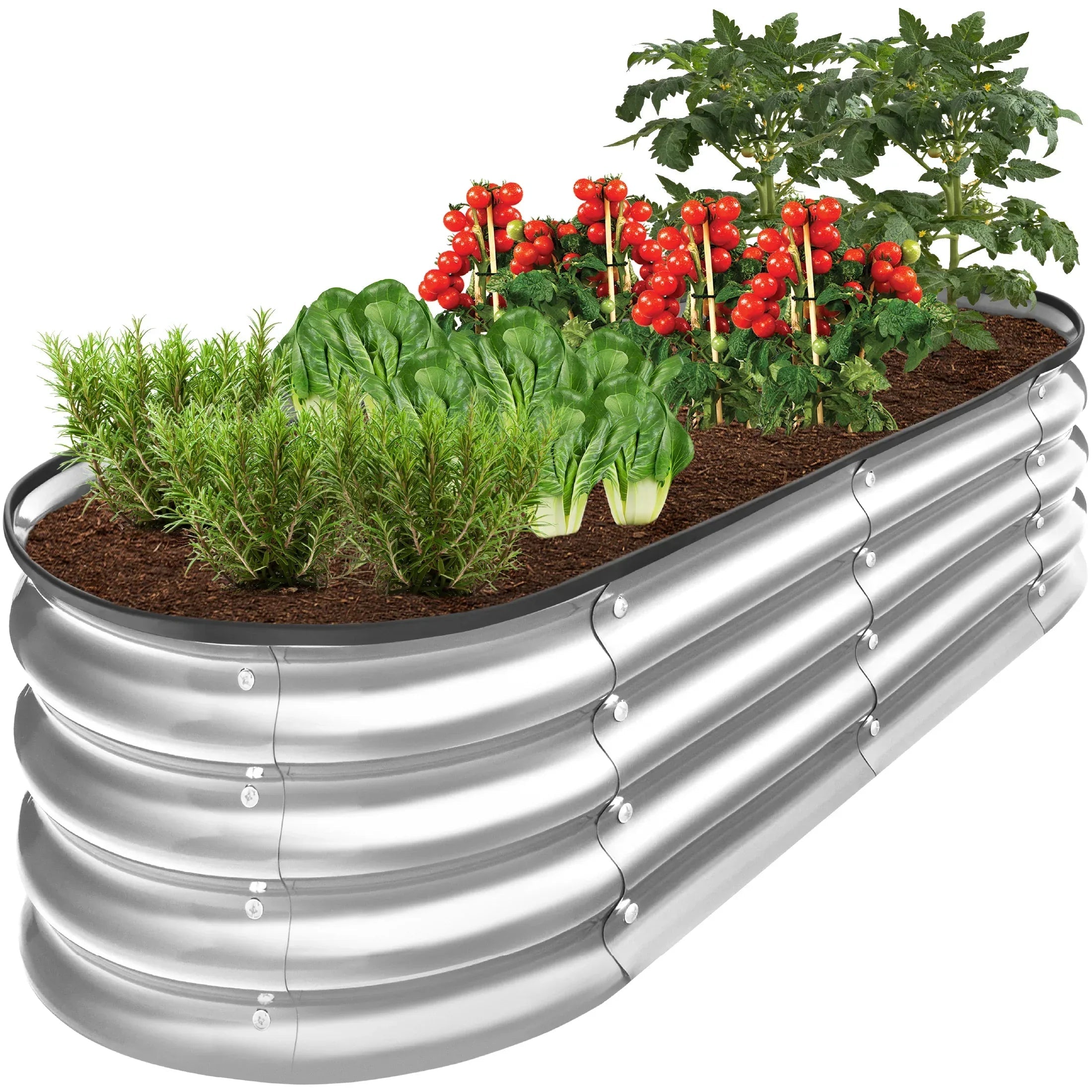Best Choice Products 4x2x1ft Outdoor Raised Metal Oval Garden Bed, Planter Box for Vegetables, Flowers - Charcoal