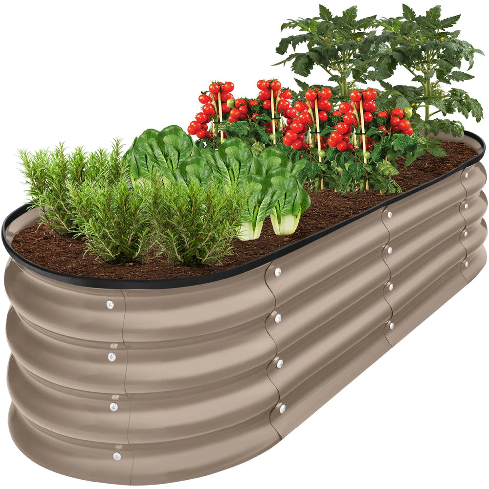 Best Choice Products 4x2x1ft Outdoor Raised Metal Oval Garden Bed, Planter Box for Vegetables, Flowers - Charcoal - USA MEGA SHOP