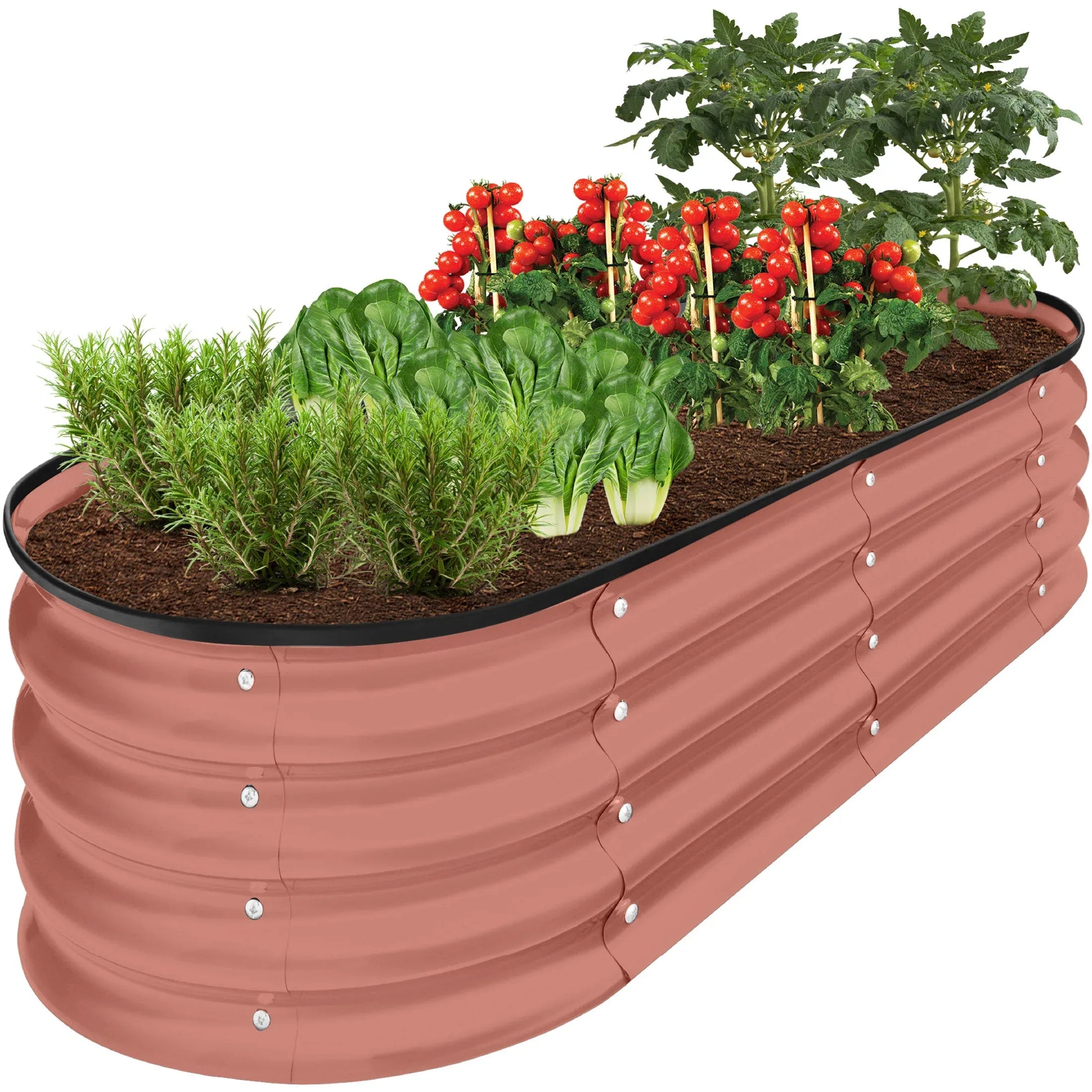 Best Choice Products 4x2x1ft Outdoor Raised Metal Oval Garden Bed, Planter Box for Vegetables, Flowers - Charcoal - USA MEGA SHOP