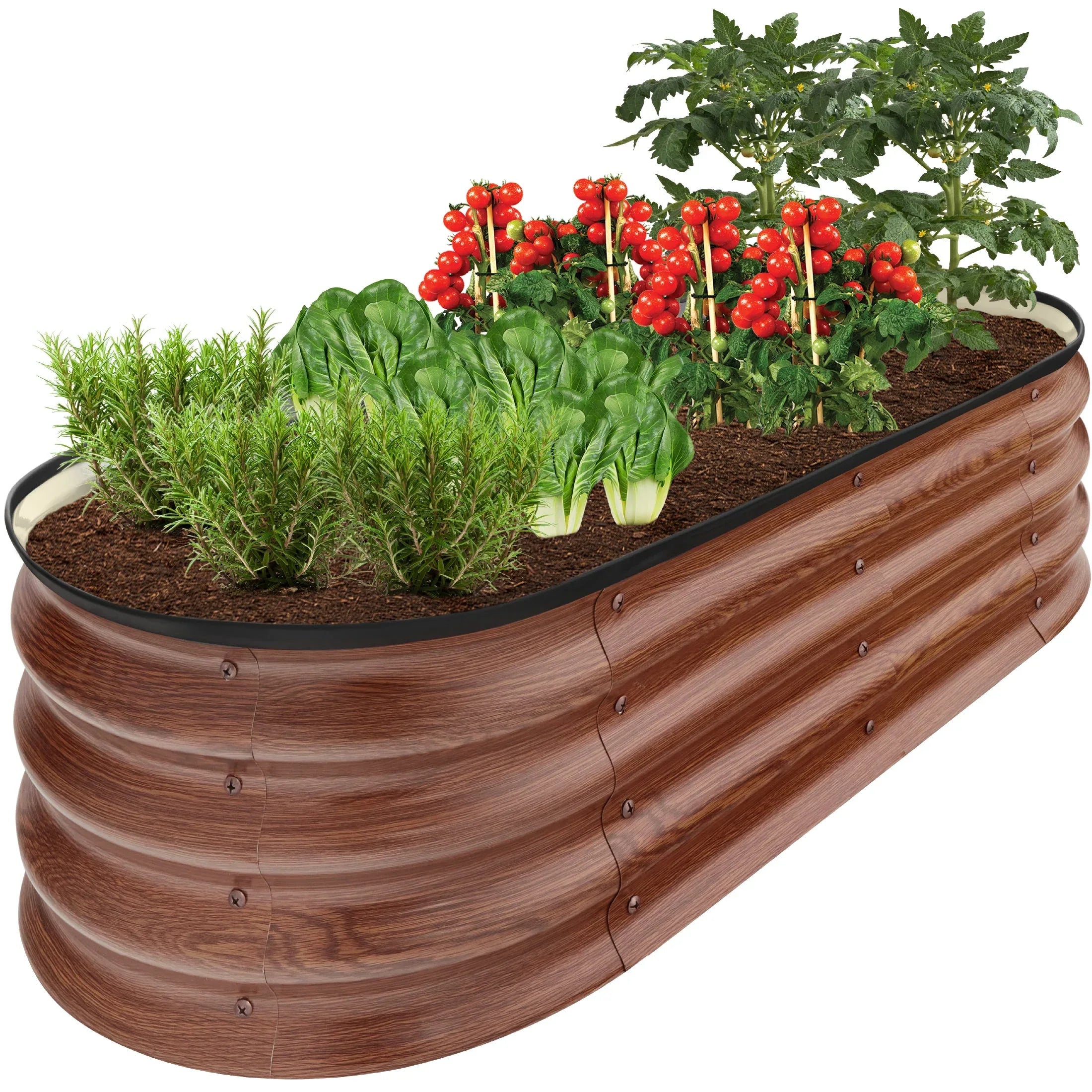 Best Choice Products 4x2x1ft Outdoor Raised Metal Oval Garden Bed, Planter Box for Vegetables, Flowers - Charcoal - USA MEGA SHOP